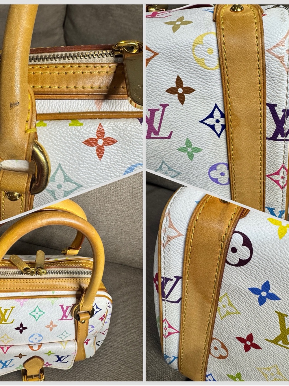 Louis Vuitton Priscilla White Multicolor Monogram Bag Vintage - Picture 15 of 15